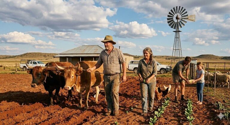 South African farmers working in a field on a farm, illustrating the Afrikaner families the Trump administration wants to welcome as refugees.